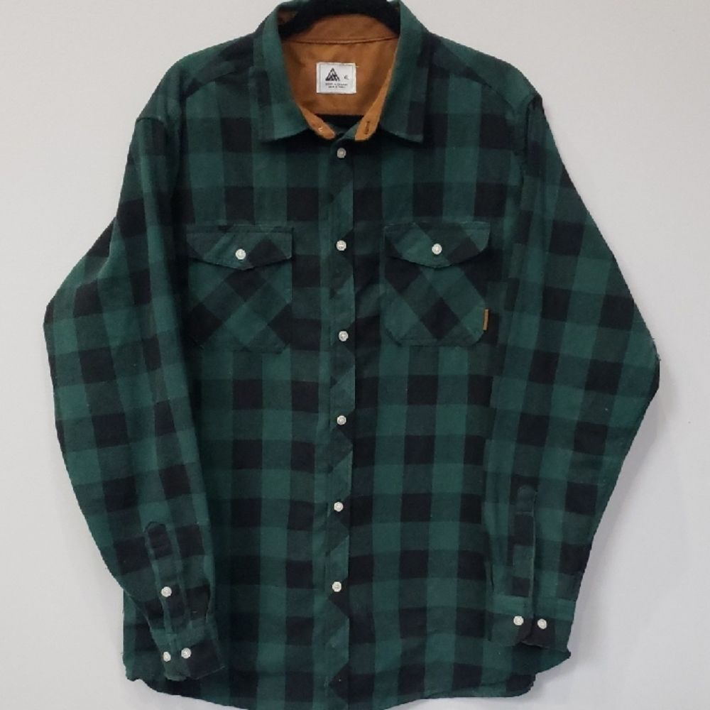 Speed Run Flannel Shirt Mens XL Dark Green Black Buffalo Check Plaid Cabincore